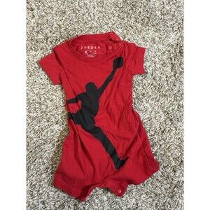 Jordan Jumpman Baby Romper Red Black Size 6 Months Infant One Piece Bodysuit